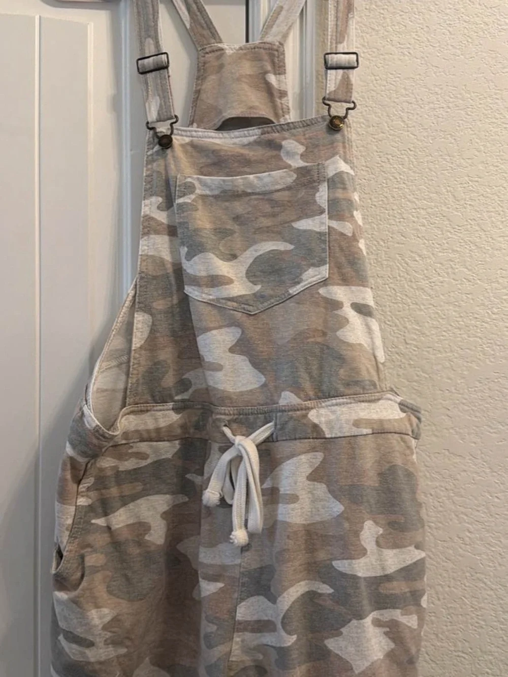 Wallflower Beige & White Camo Women’s Overalls